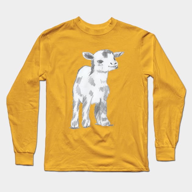 Cute Little Lamb Long Sleeve T-Shirt by Mila-Ola_Art